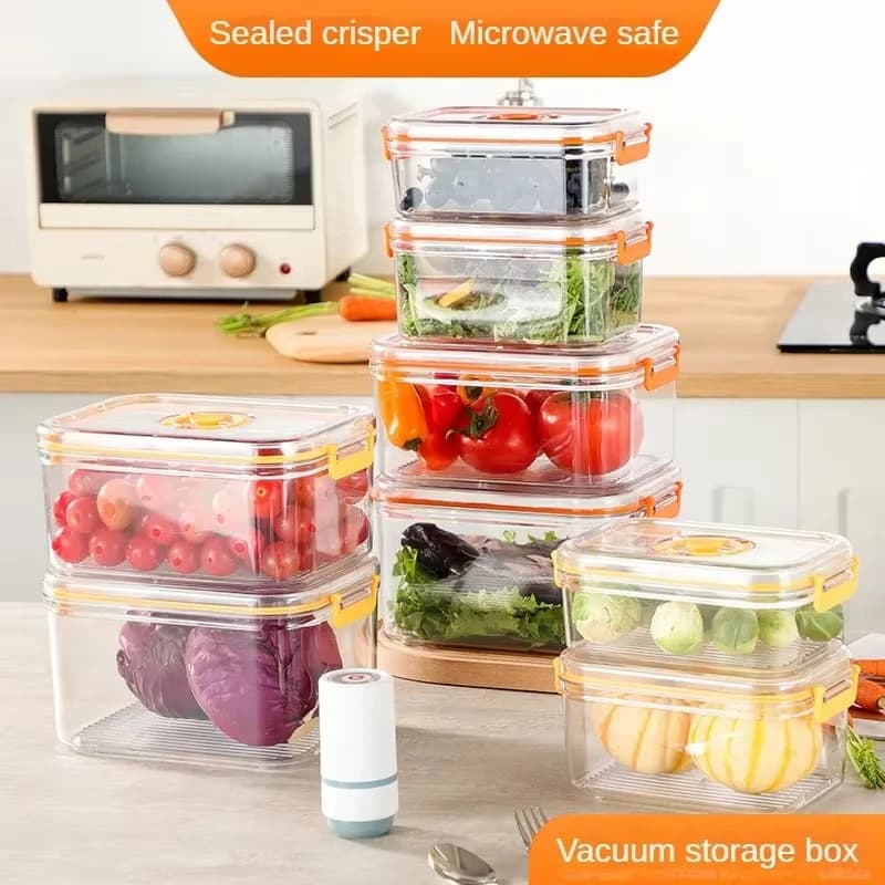 Contenitore Sottovuoto per Alimenti, Barattolo Sigillato per Frigorifero, Contenitore Trasparente per Alimenti Adatto al Microonde, Organizer da Cucina, Bento