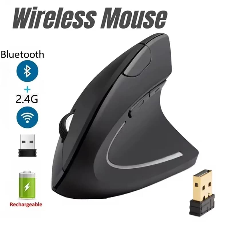 Wireless Bluetooth Vertical Mouse Rechargeable Personalised Side Grip Ergonomic 2.4G Mute Gaming Computer Mouse For Office Home