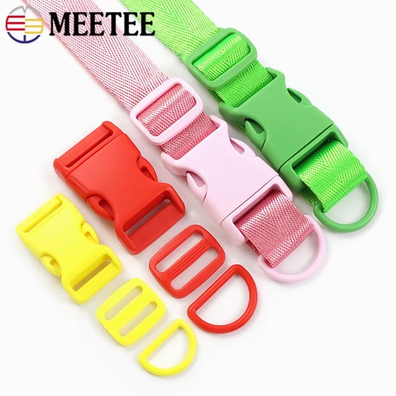 5Sets 20/25mm Nylon Webbing Buckle Kit Side Release Buckles D Ring Tri-Glide Slider for Bag Strap Pet Collar Sewing Accessories