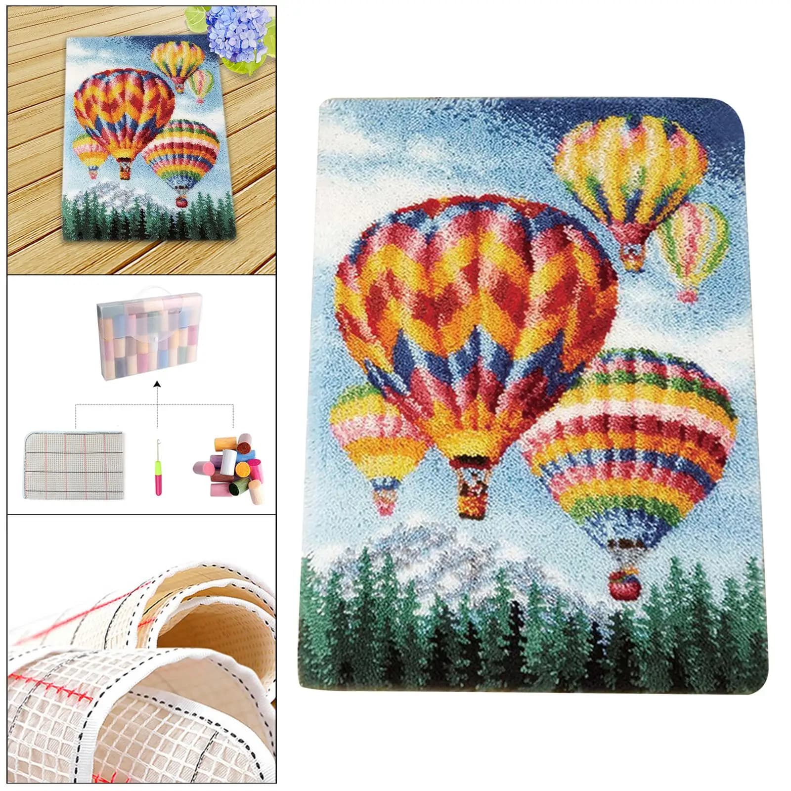 Set Completo per Tappeti con Gancio a Uncinetto, Kit per Ricamo, Coperte e Cuscini per Adulti e Bambini, Filato per Uncinetto Fai-da-Te, Regalo per Festival, per Principianti e Casa