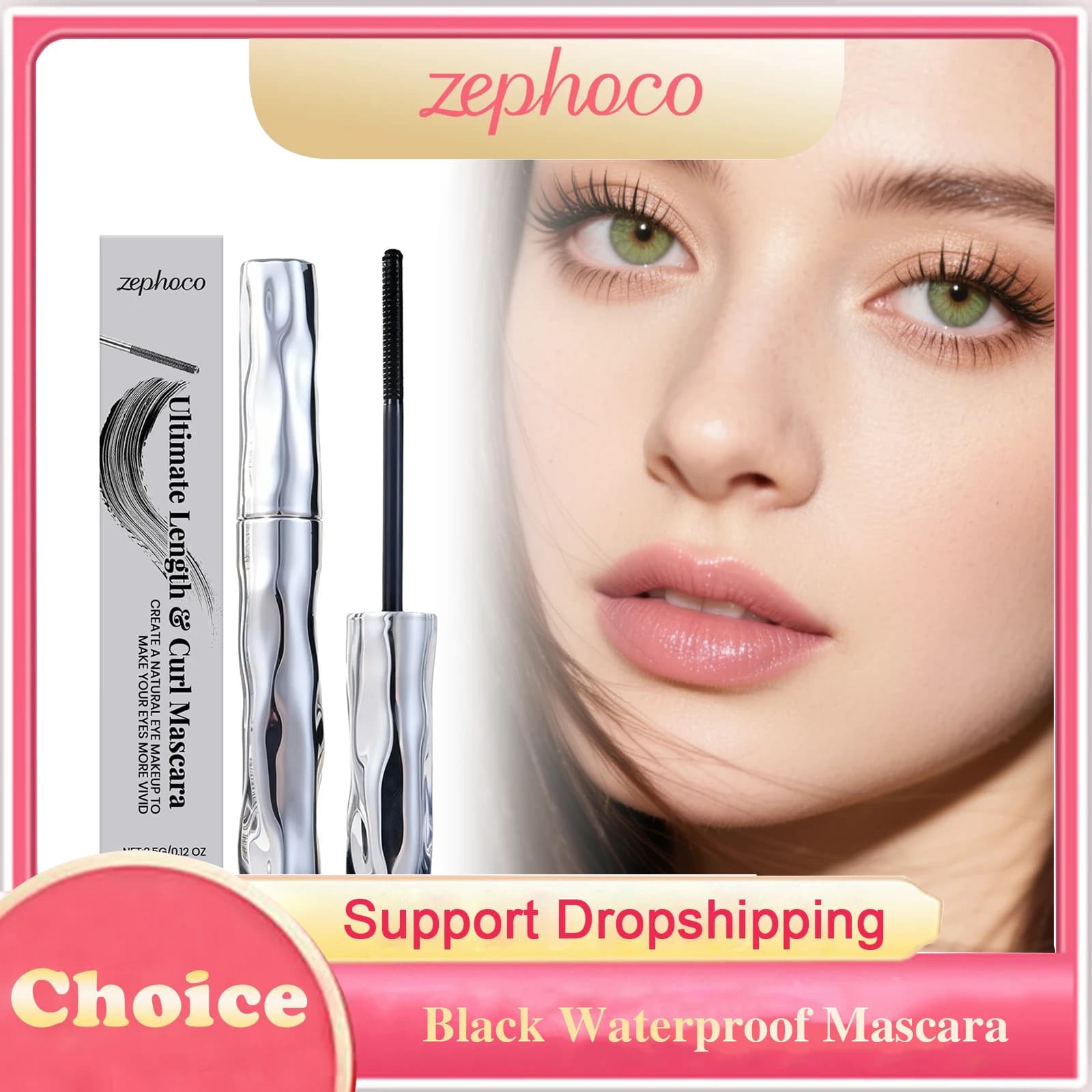 Black Mascara Waterproof Moisturizing Long-lasting Anti-grumi Effee with Black Fibres