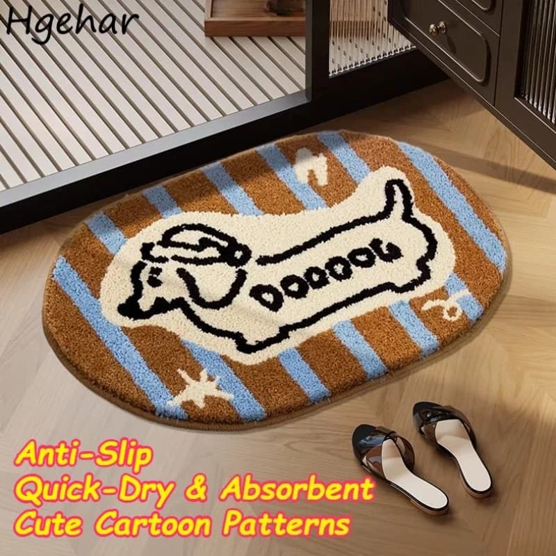Tappeti da bagno spessi in peluche antiscivolo, assorbenti, morbidi, ad asciugatura rapida, a righe, ovali, per bagno, ingresso, tappetino da interno, all'ingrosso