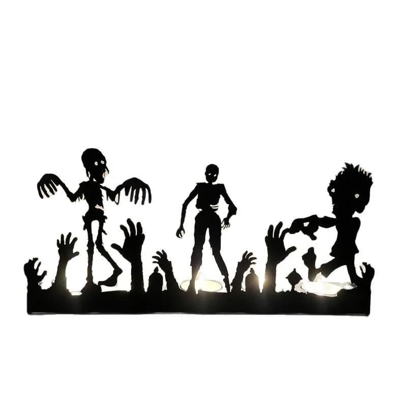 Portacandele nero per Halloween, ornamento in ferro battuto, accessorio decorativo per un'atmosfera festiva, per la decorazione della casa