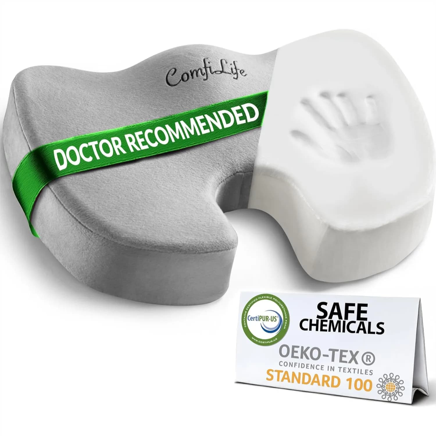 Cuscino in Memory Foam per il Sollievo dal Dolore al Coccige - Supporto Antiscivolo a Forma di U per Sedia da Ufficio e Sedile Auto
