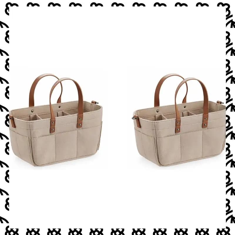 A07I 2X Feltro per bambini Stoccaggio Nursery Organizer Cestino Borsa per pannolini per neonati con manico Caddy Fasciatoio per pannolini Portaoggetti per bambini A