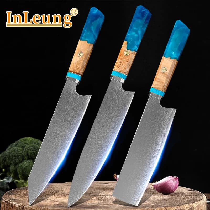 Kitchen Knives-Set Damascus Steel Chef Knife Cut Fruit Peeling Meat vegetables Japanese Handmade Multi-function Cooking Tools
