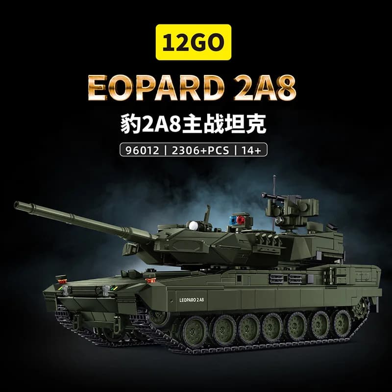 96012 German Leopard 2A8 Main Battle Tank Modern Military High-Difficulty Puzzle Building Block Toy Gift 2306pcs