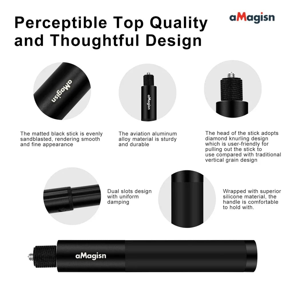 Kit Vlogger Stealth: selfie stick regolabile Amagisn 16-70 cm con presa per treppiede, telaio nascosto per Youtube B-Roll - Gopro/sjcam