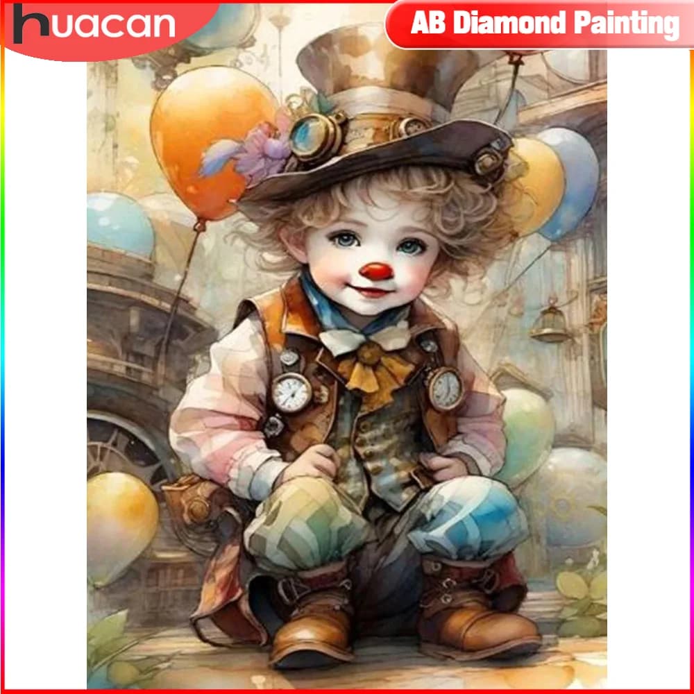 HUACAN Diamond Painting Cartoon Joker AB Drill Mosaic Air Balloon 5D regalo amico decorativo per la casa fai da te