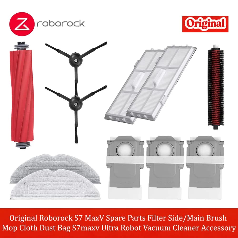 Ricambi Originali Roborock S7 MaxV: Filtro, Spazzola Laterale/ Principale, Panno, Sacchetto Raccoglipolvere per Robot Aspirapolvere S7maxv Ultra