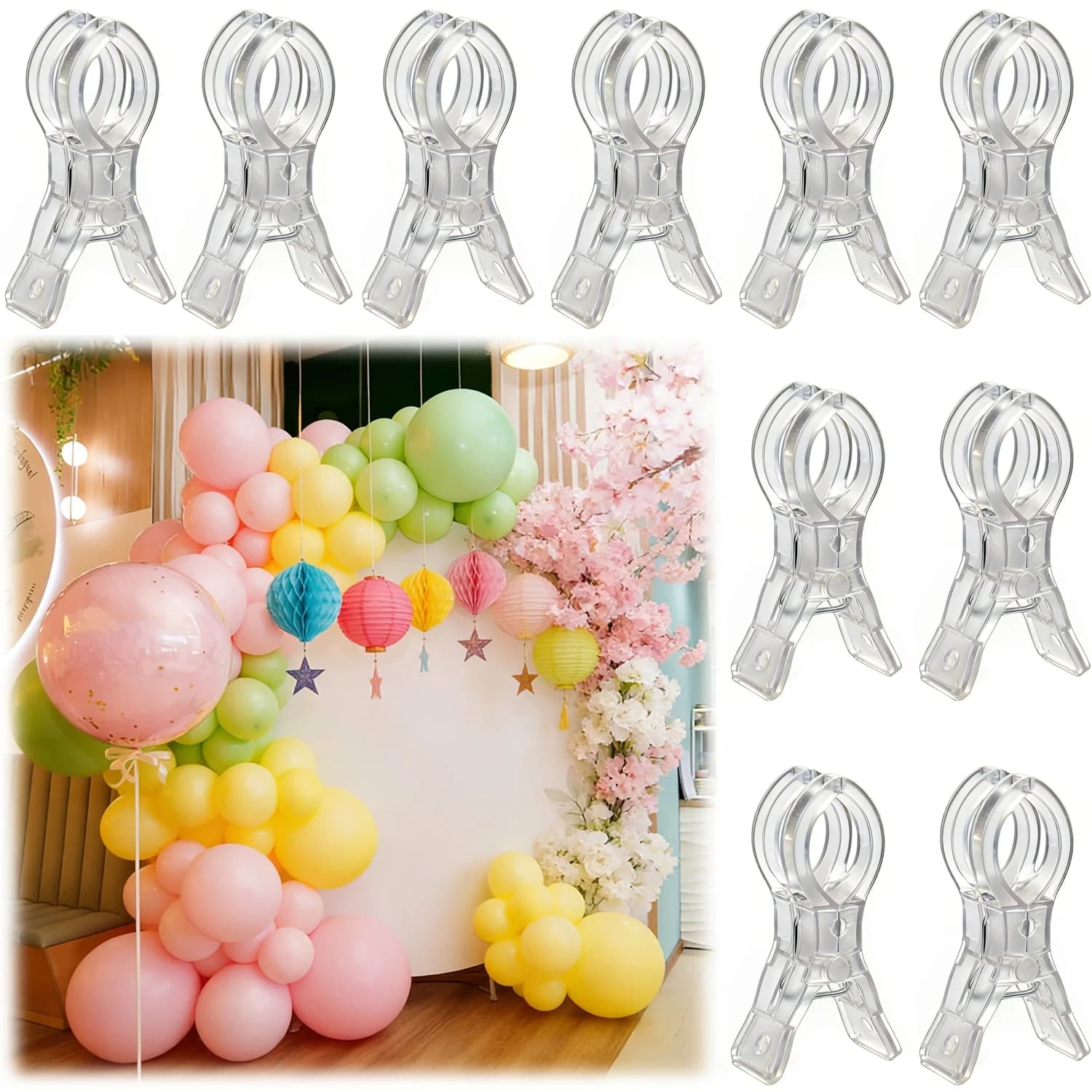 5-10pc Non-slip Balloon Arch Clip Transparent Plastic Multipurpose Spring Clamp Durable Windproof Clips Balloon Photography Deco