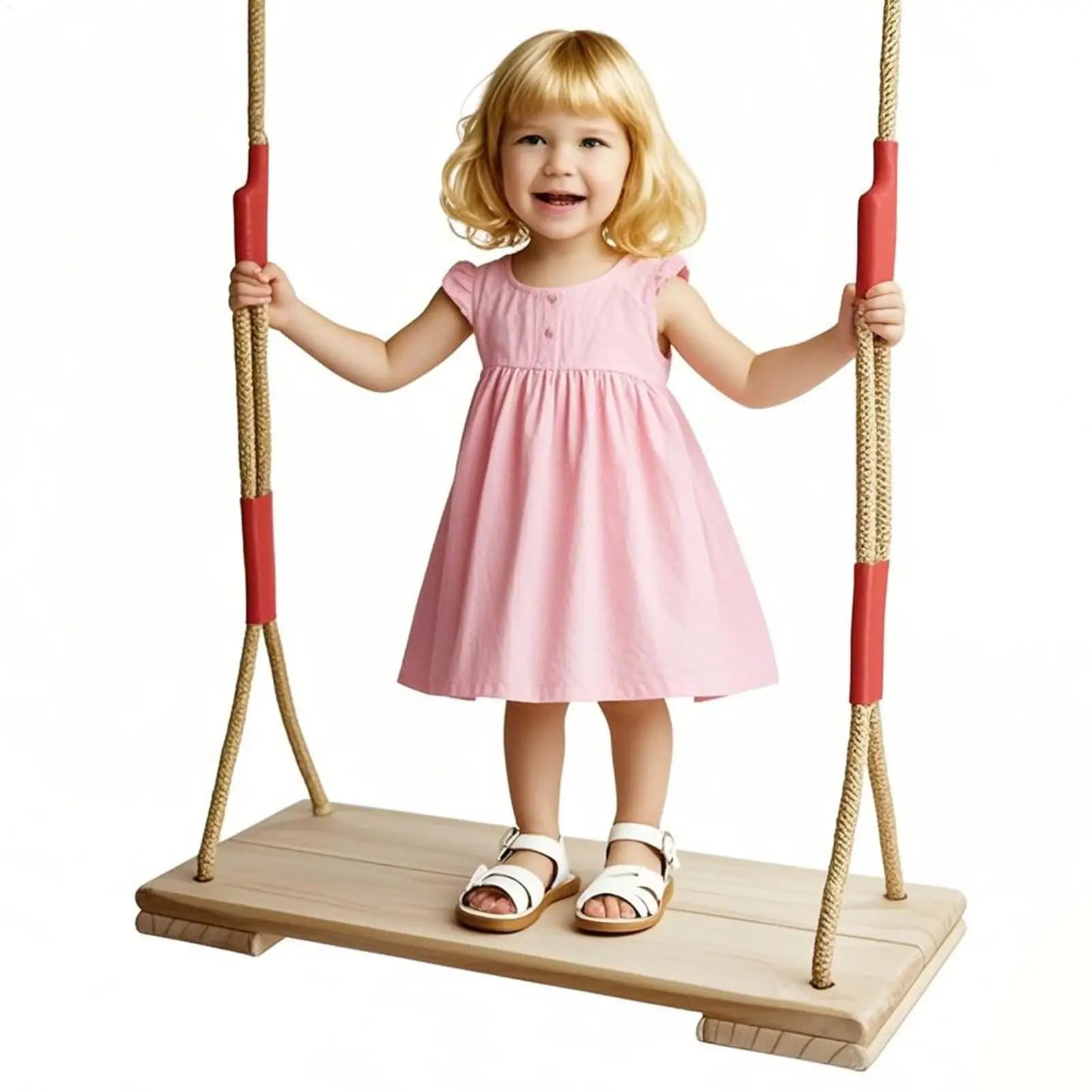 Altalena per bambini in legno per esterni Altalena per bambini con corda regolabile in altezza Aiuto ricreativo portatile per bambini Adolescenti Ragazzi Ragazze Adulti