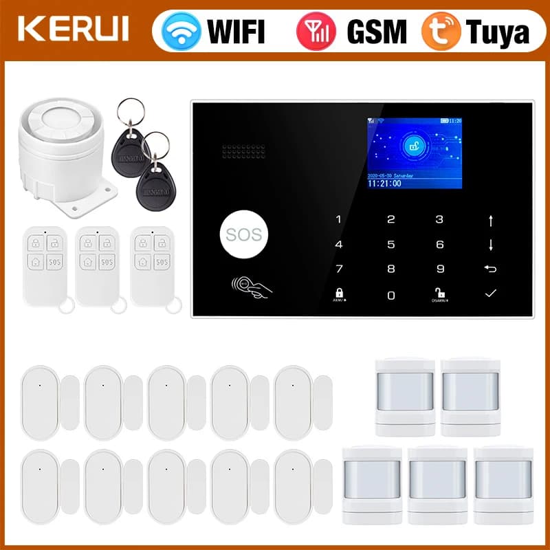KERUI G30 Allarme domestico con display di temperatura e umidità Host del sistema di allarme di sicurezza con sensore di porta e movimento App Tuya Smart