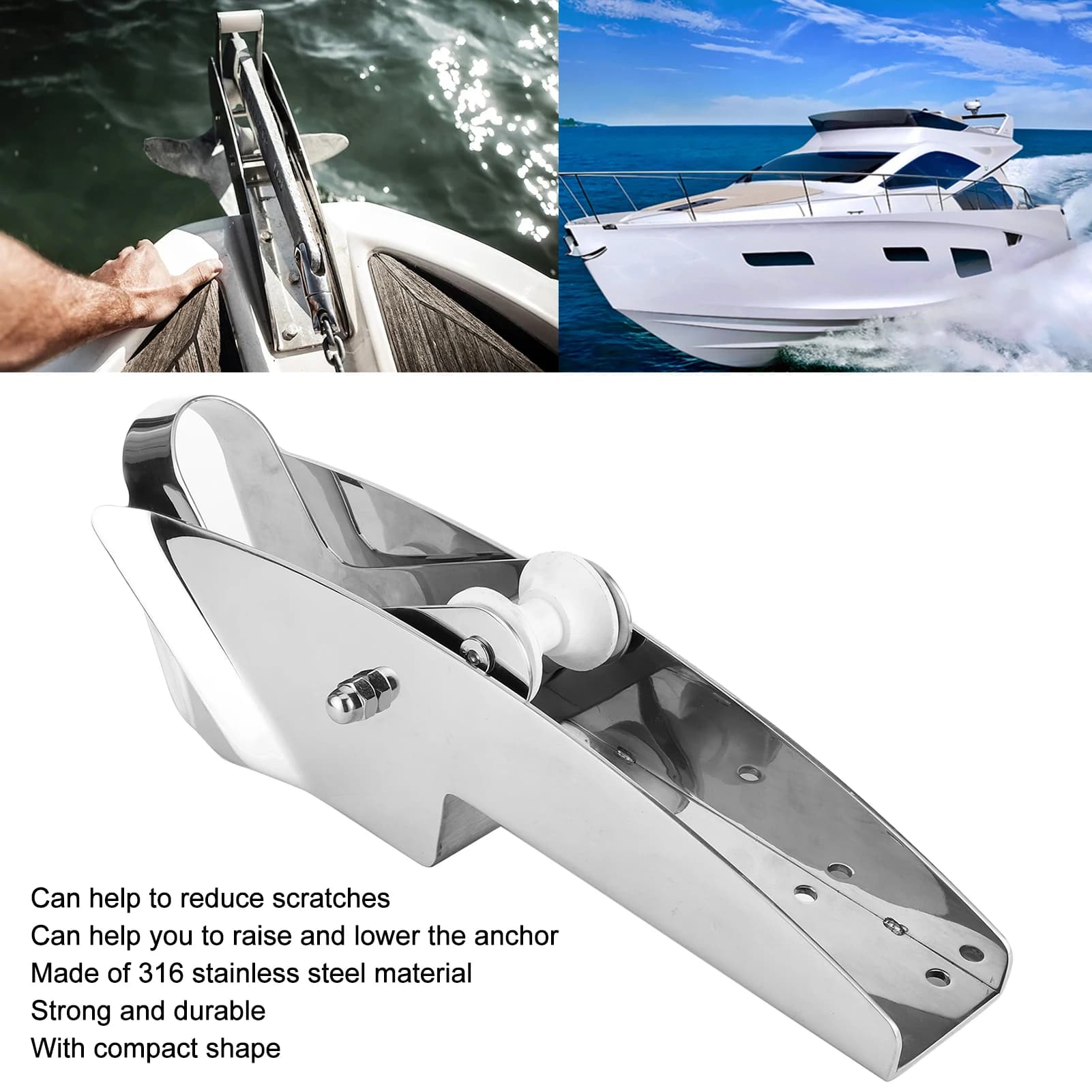 Nuovo rullo di ancoraggio marino rullo di ancoraggio per arco per barca in acciaio inossidabile 316 7.5/15KG (420mm/16.5in) per accessorio Hardware per navi Marine
