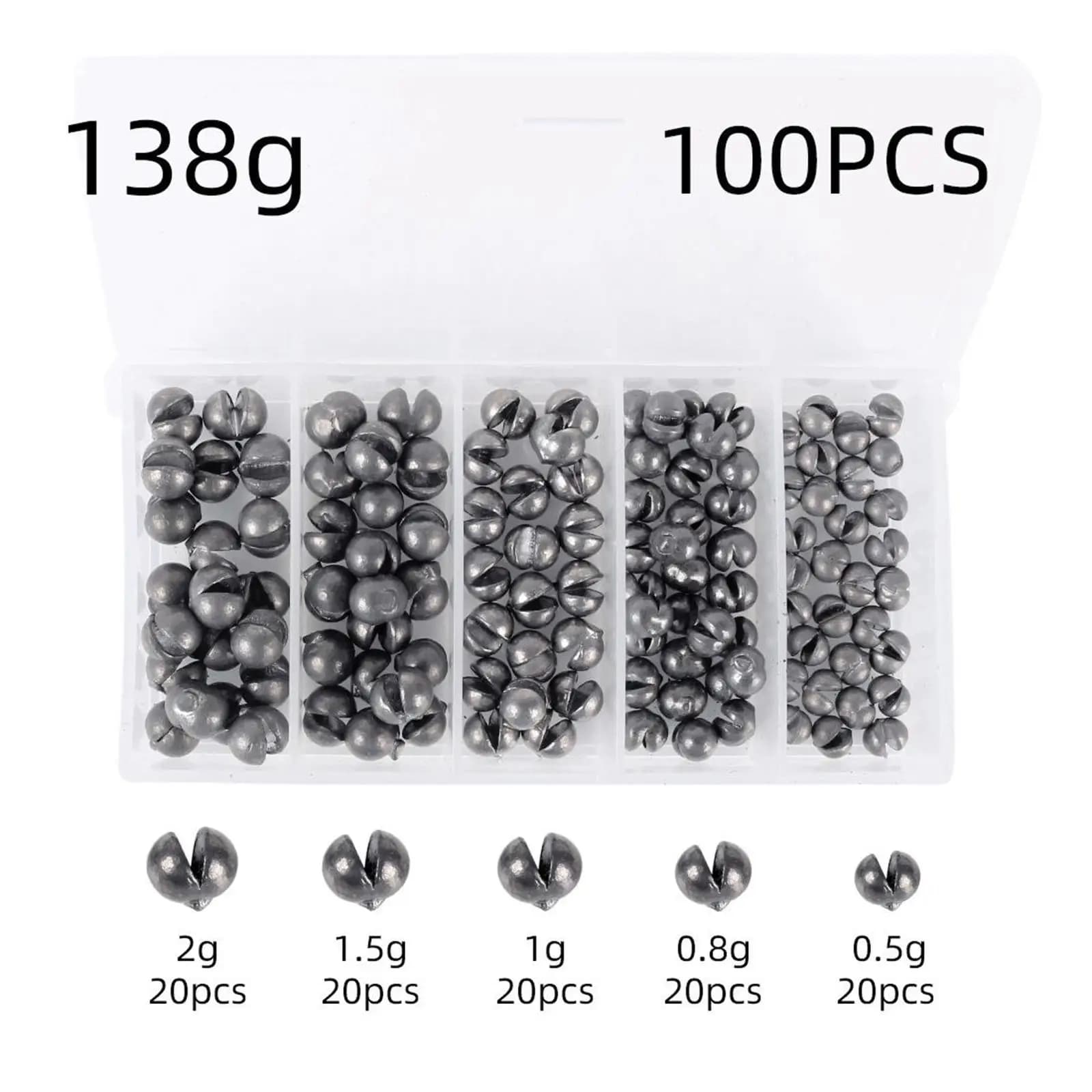 100/120 pieces fishing weight set, detachable round weights, equipment accessories with carrying case