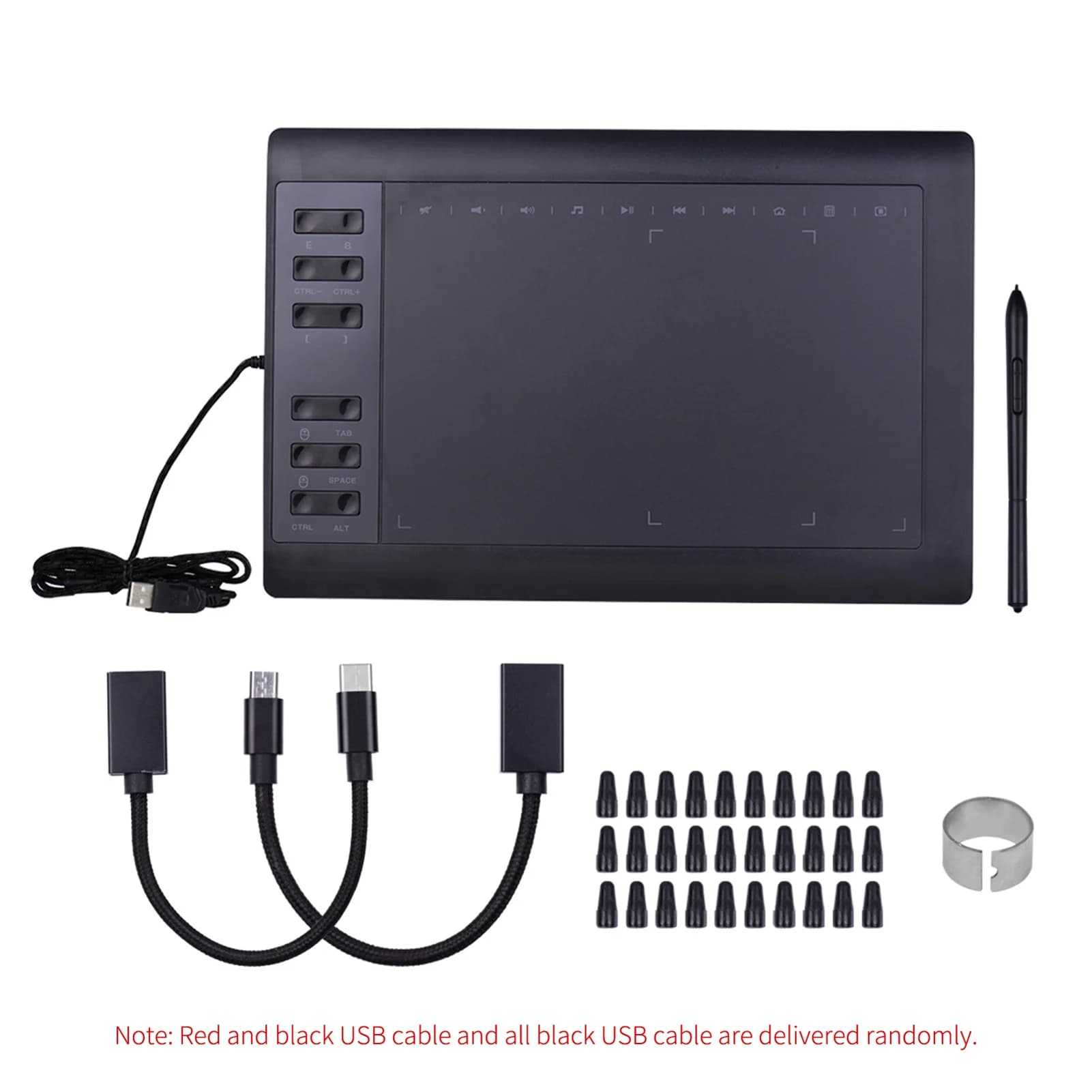 Tavoletta grafica professionale da 10x6 pollici con 12 tasti rapidi e 8192 livelli di pressione, supporto per PC e laptop