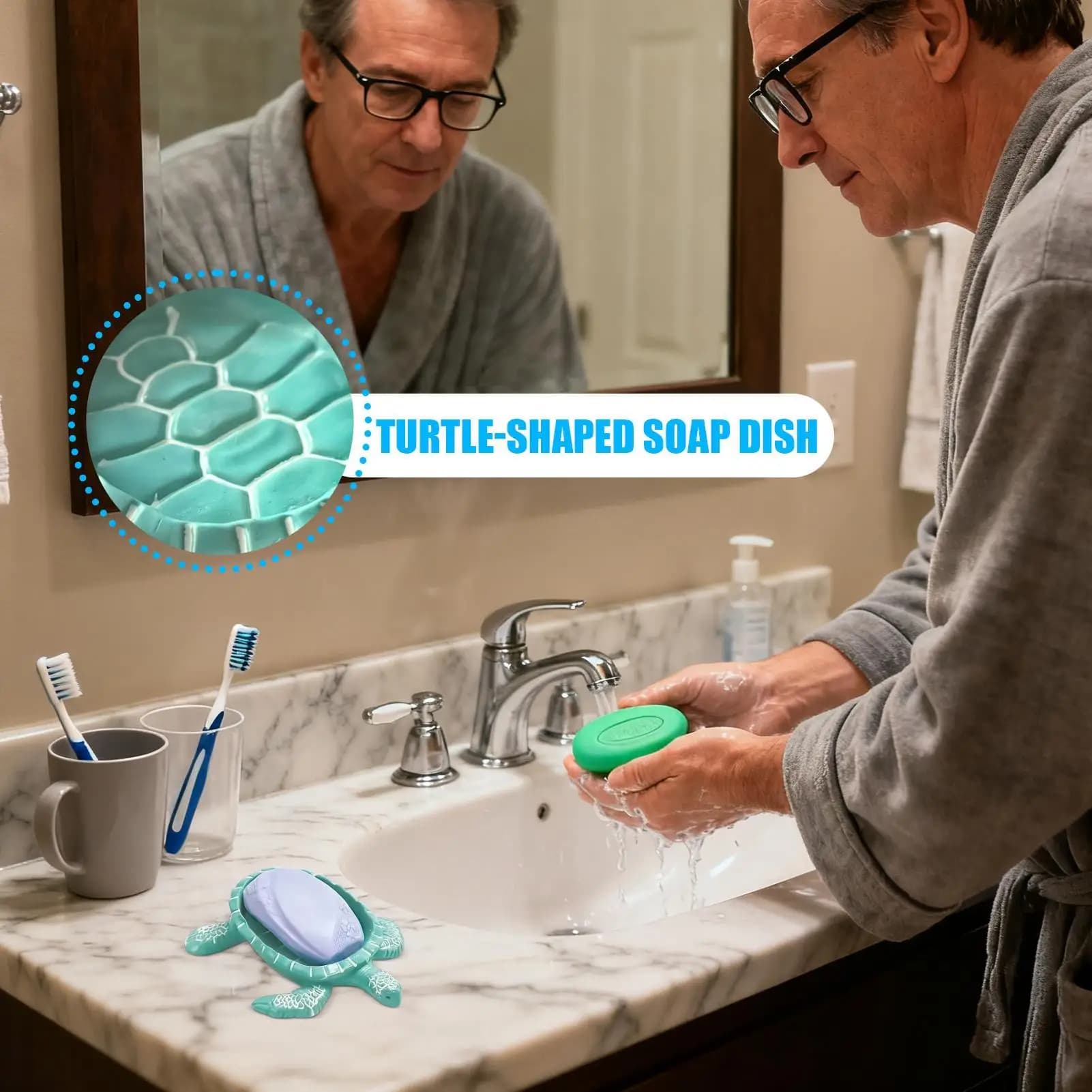 Portasapone per doccia Dispenser a forma di tartaruga Vassoio salvapone autodrenante per lavello della cucina Bagno Vasca da bagno Doccia di casa