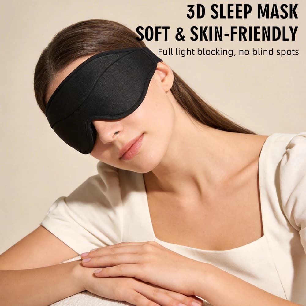 Maschera per Dormire 3D con Blocco della Luce, Non Appiattente, Traspirante, per Viaggi, Pisolini e Protezione Oculare Integrata