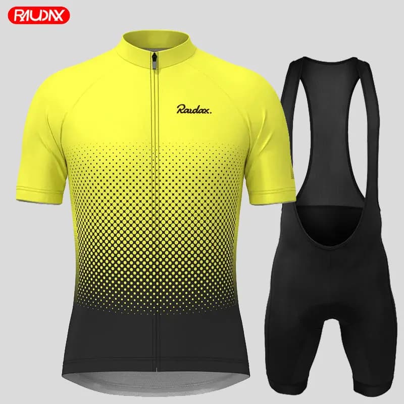 Complete with Raudax Cycling: Men's Knit and Salopette for Mountain Bike, Race Summer Clothing, Fast Drying Sports Set