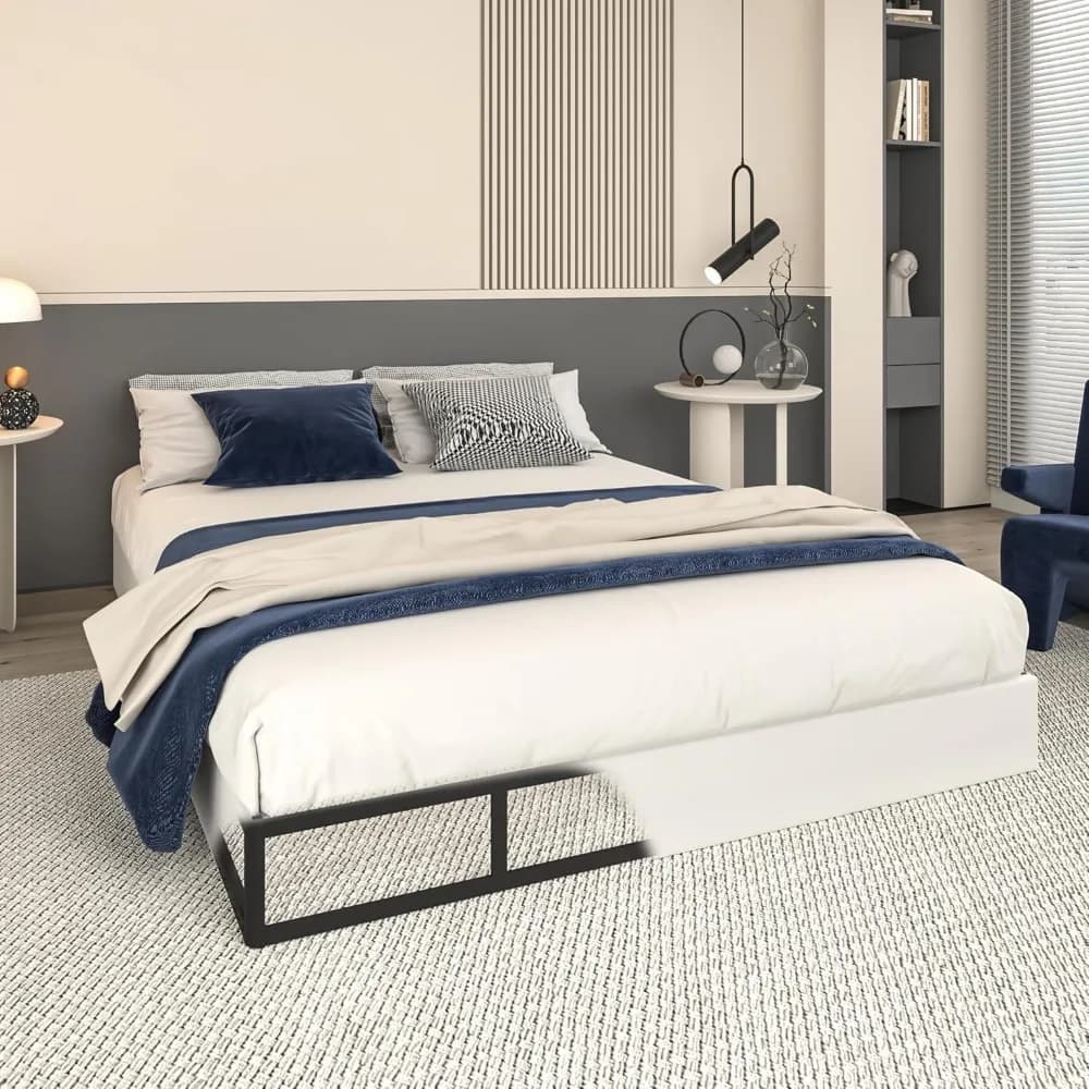 Base letto a grandezza naturale con molle da 7 pollici, base per materasso completo in metallo resistente con rivestimento in tessuto, facile montaggio