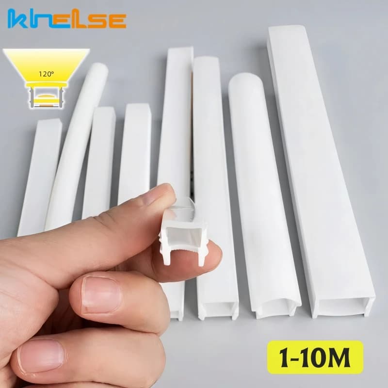 Recessed White Silicone Diffuser Flexible Led Neon Rope Lamp Outdoor Channel Cover For WS2811 WS2812B Silicone Tube Strip Lights
