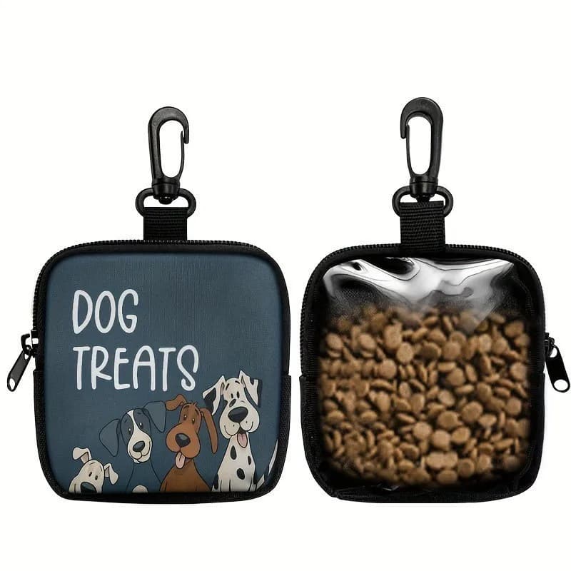 Portable Pet Snack Bag with Hook Outdoor Zipper Bag for Dog Training Travel-friendly Pet Supply