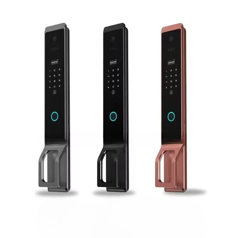 Serratura elettronica con impronta digitale con riconoscimento facciale 3D con stampa palmo intelligente dorata, con WiFi e fotocamera