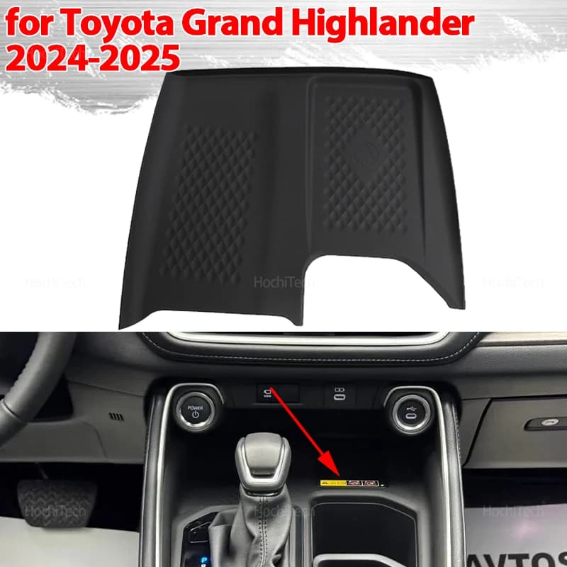 Tappetino antiscivolo per caricabatterie wireless per auto con controllo centrale Tappetino per caricabatterie wireless a ricarica rapida per Toyota Grand Highlander 2024-2025 LHD