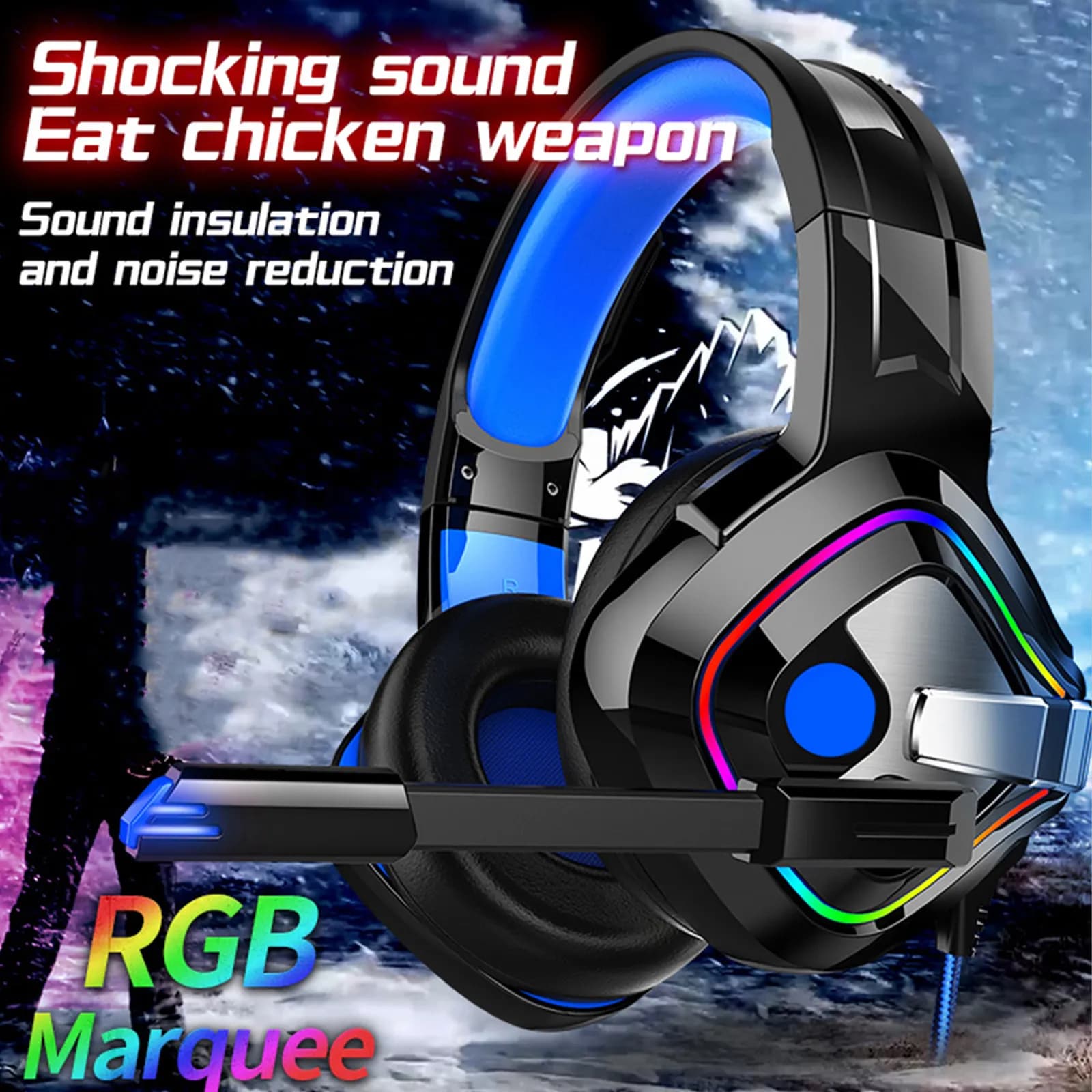Cuffie da Gaming LED Cablate con Driver da 50mm, Luci RGB, Cancellazione del Rumore, Audio Surround 7.1 e Microfono