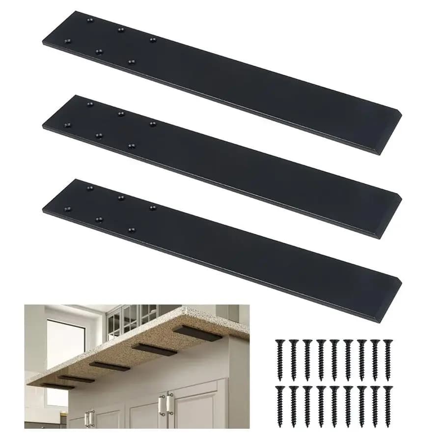 Supports for Worktop, Set of 3 Steel Parts Resistant, Hidden Brackets for Kitchen Island, for Granite, Quartz, Marble