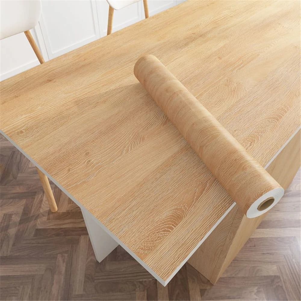 1 rotolo di carta da parati autoadesiva in PVC resistente all'olio con venature del legno per la ristrutturazione della parete del tavolo dell'armadio dei mobili del controsoffitto della cucina