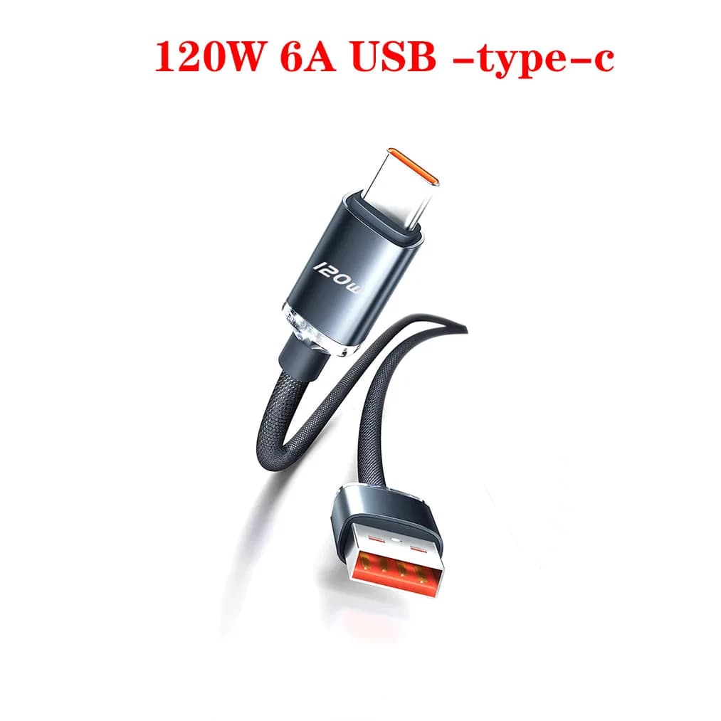 USB Type C Cable 120 W 6 A Super Fast Charger Data Cable Samsung Xiaomi Huawei for PD Fast charging cables
