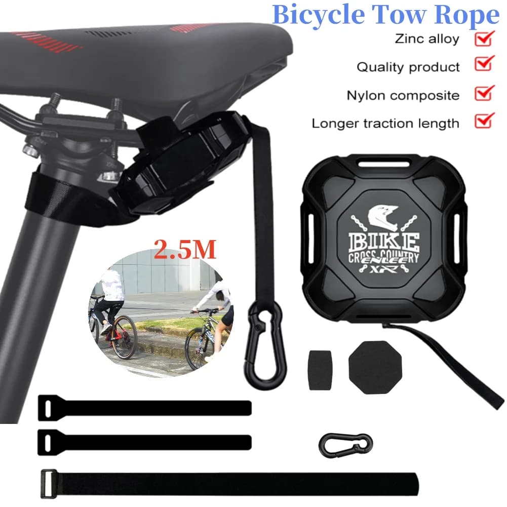 Retractable Bicycle Tow Rope 2.5M Bike Tractor Mountain Bike Parent-Child Pull Rope Towing Trailer Outdoor Cycling Tools 500Lbs