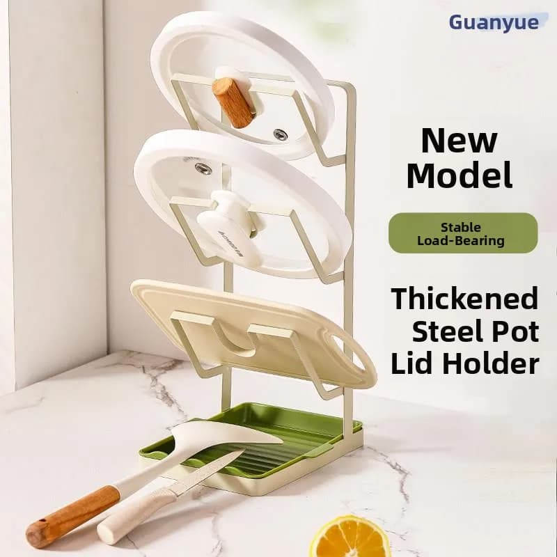 Kitchen Storage Rack Cutting Board Holder Metal Pot Lid Stand No Drilling Required Utensil Holder Countertop Organizer