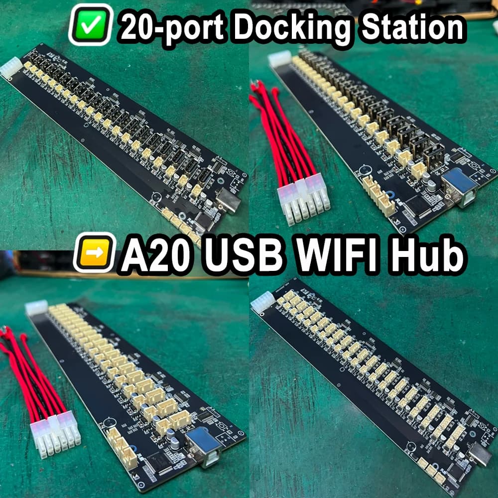 Hub A20 Scheda madre agricola USB Docking station a 20 porte Scheda madre Circuito WiFi Prestazioni stabili Fila morbida e dura Opzionale