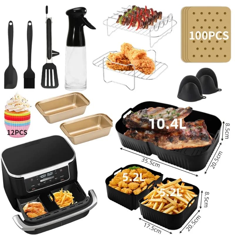 Air Fryer Silicone Baking Pad Food Grade, Thickened Design Suitable for Multi Piece Sets in Dual Ovens and Microwave Ovens