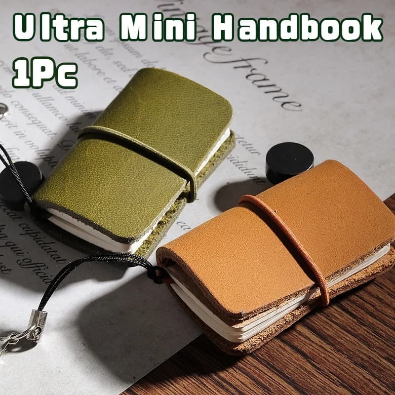 1Pc Handmade Vintage Leather Ultra Small Mini Notebook 32Sheets Travel Schedule Diary Weekly Daily Planner Organizer