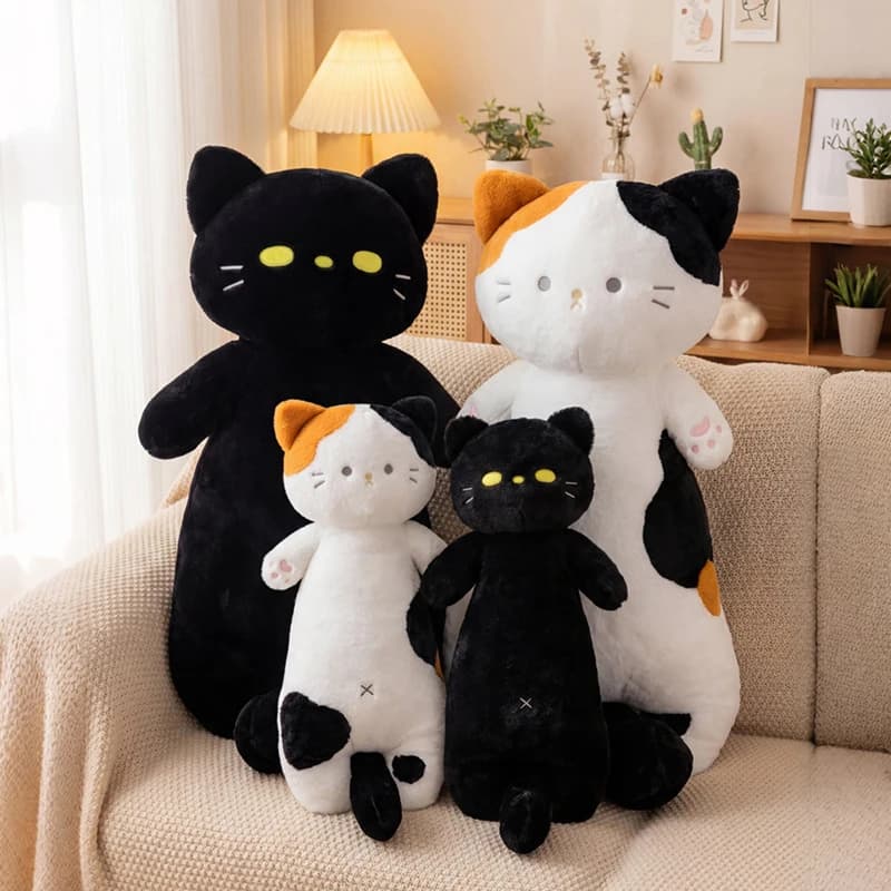 Cuscino Lombare in Peluche con Design di Gatto Carino per Adulti, Morbido Cuscino Decorativo per Casa, Divano, Letto, Sedia da Ufficio