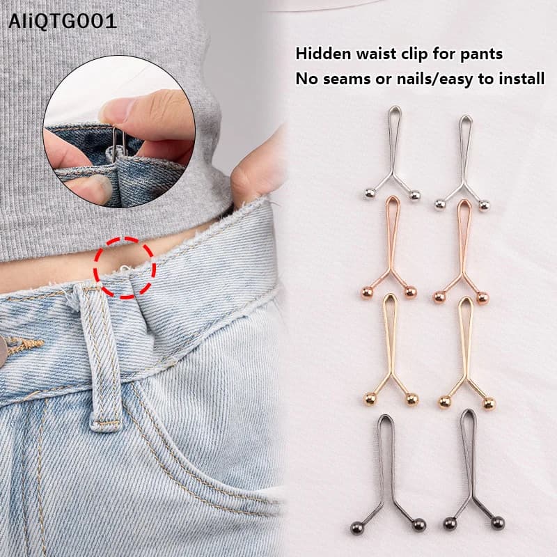 Clip per maniche con fibbia staccabile regolabile da 4 pezzi per gonne jeans Accessori per pantaloni che stringono la vita Clip per riduzione della manica