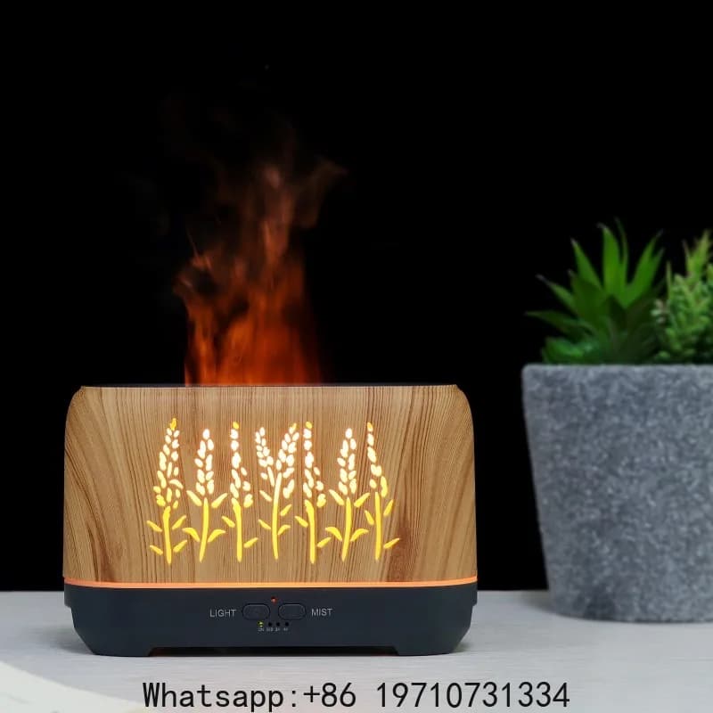 Umidificatore Aromaterapico con Effetto Legno e Fiamma, Telecomando, per Casa e Ufficio, 200ml
