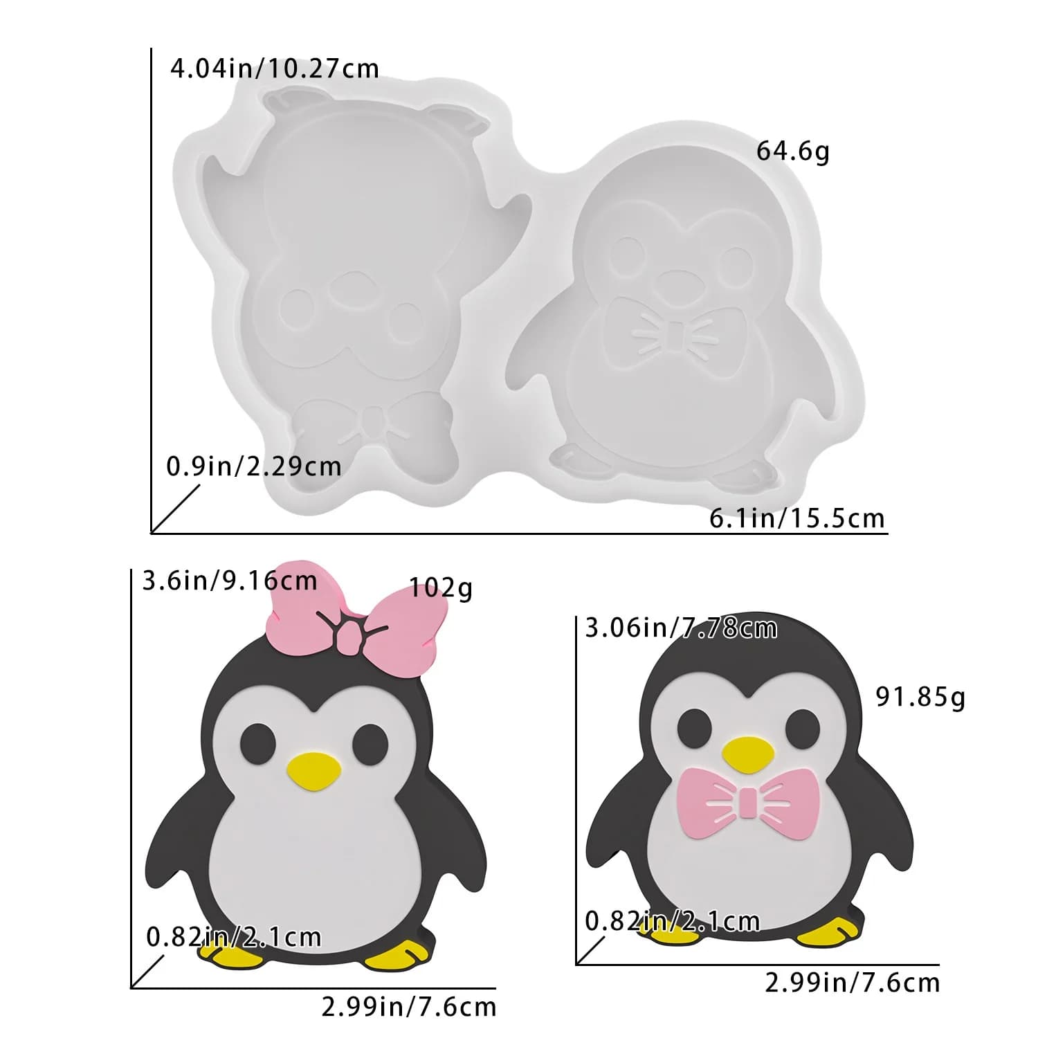 Stampo in Silicone per Figurine di Coppia di Pinguini Fai-da-Te, per Decorazioni d'Arredamento e Piccoli Stampi in Gesso