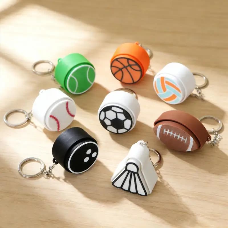 Portachiavi Antistress Portatile a Forma di Pallone da Basket o Calcio, Giocattolo Sensoriale per Ufficio e Viaggi