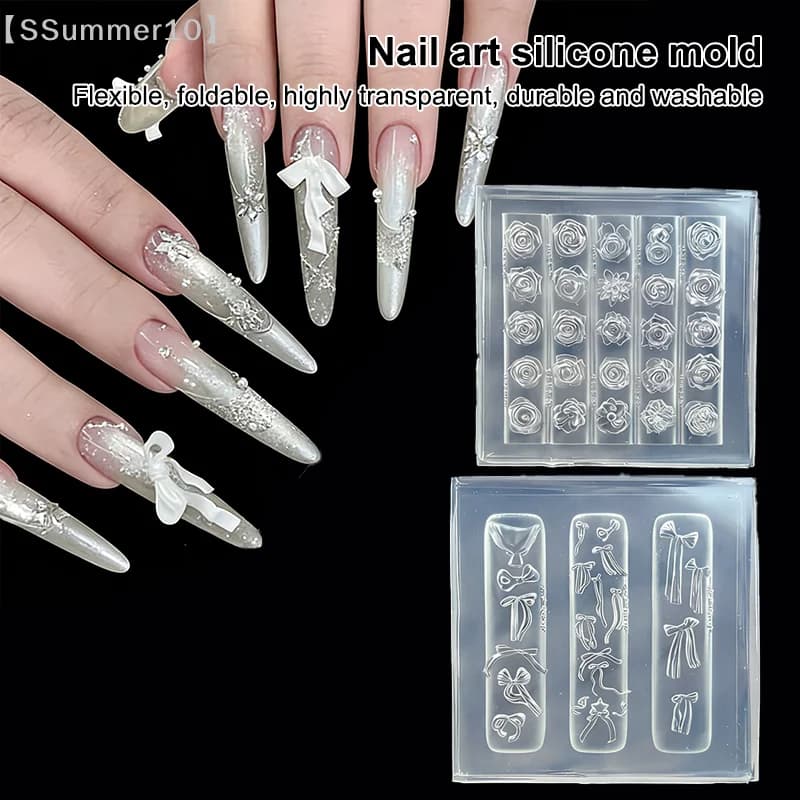 【SSummer10】Stampo in silicone per nail art a forma di fiore di rosa - Decorazioni 3D altamente trasparenti, strumento per manicure fai da te【SS】