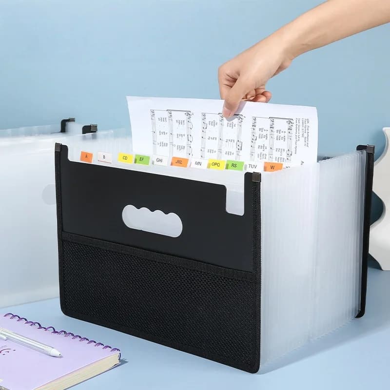 Scatola portaoggetti verticale portatile per file Borsa telescopica Scatole di classificazione carta specifica per studenti Decorazione della casa Organizzatore da scrivania