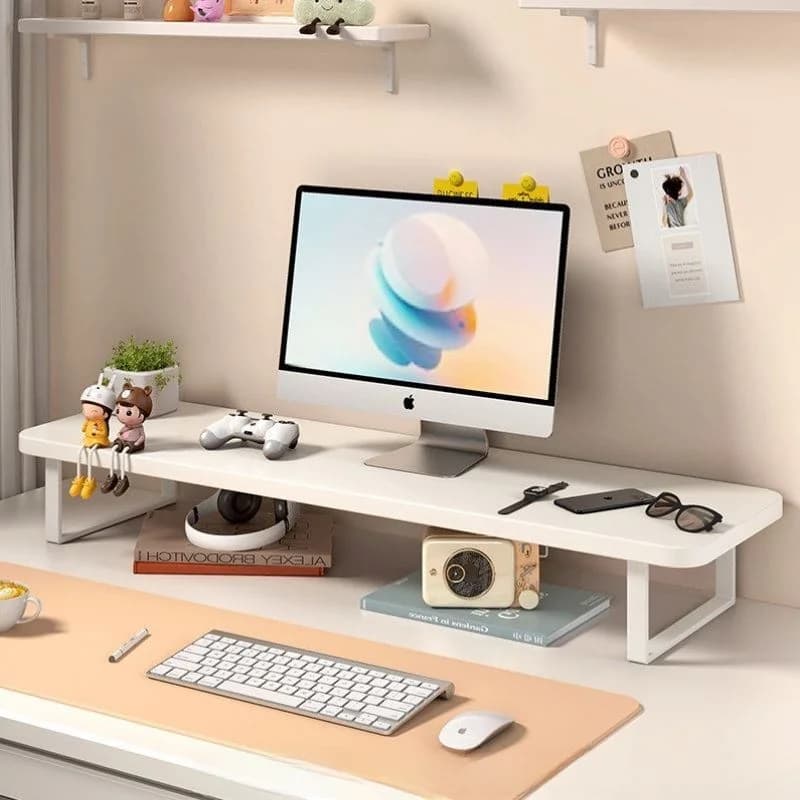 Desktop Computer Monitor Stand Riser Extended Office Desk Storage Rack Notebook Holder Modern Simple Style Foldable Shelf