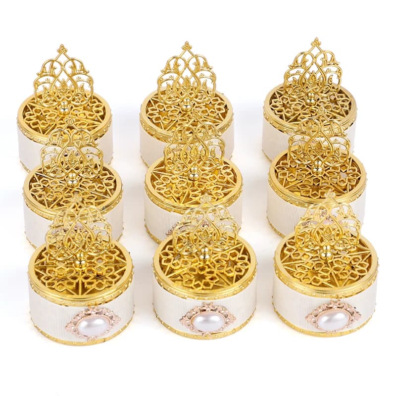 Golden Candy Box Wedding Metallic Hollow Decorative Bead Jewelry Storage Organizer DIY Craft Container Box Wedding Party Supply