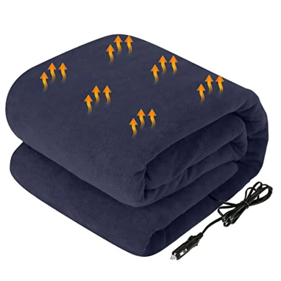 Coperta Riscaldante per Auto con 3 Livelli di Calore, Spegnimento Automatico dopo 4 Ore, Coperta Elettrica 12 Volt per Auto, Camion, SUV, Camper, Coperta Riscaldante Portatile