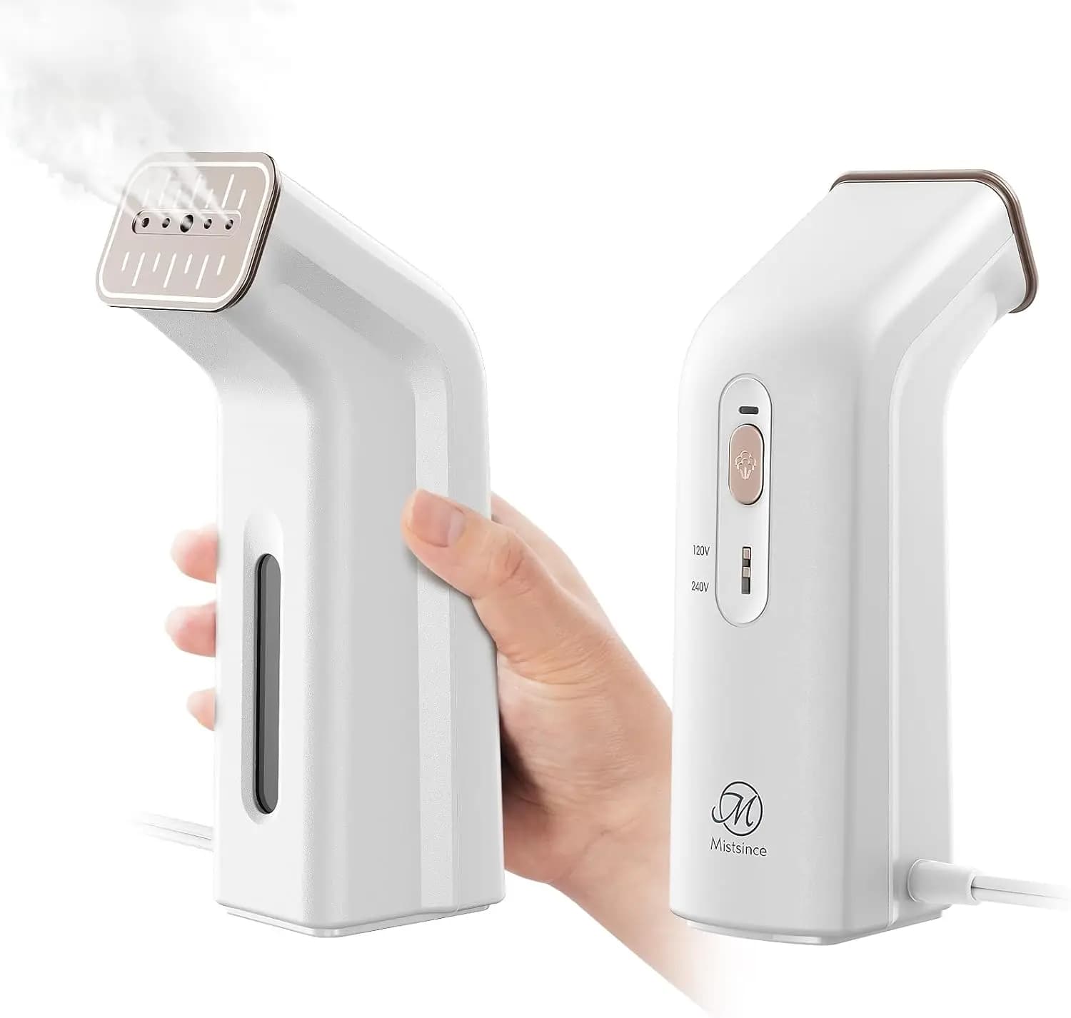 Stiratore a Vapore da Viaggio per Vestiti, 100V-240V Doppia Tensione, Stiratore e Ferro 2 in 1, Serbatoio Integrato da 170ml, Riscaldamento Rapido in 25s, 550g