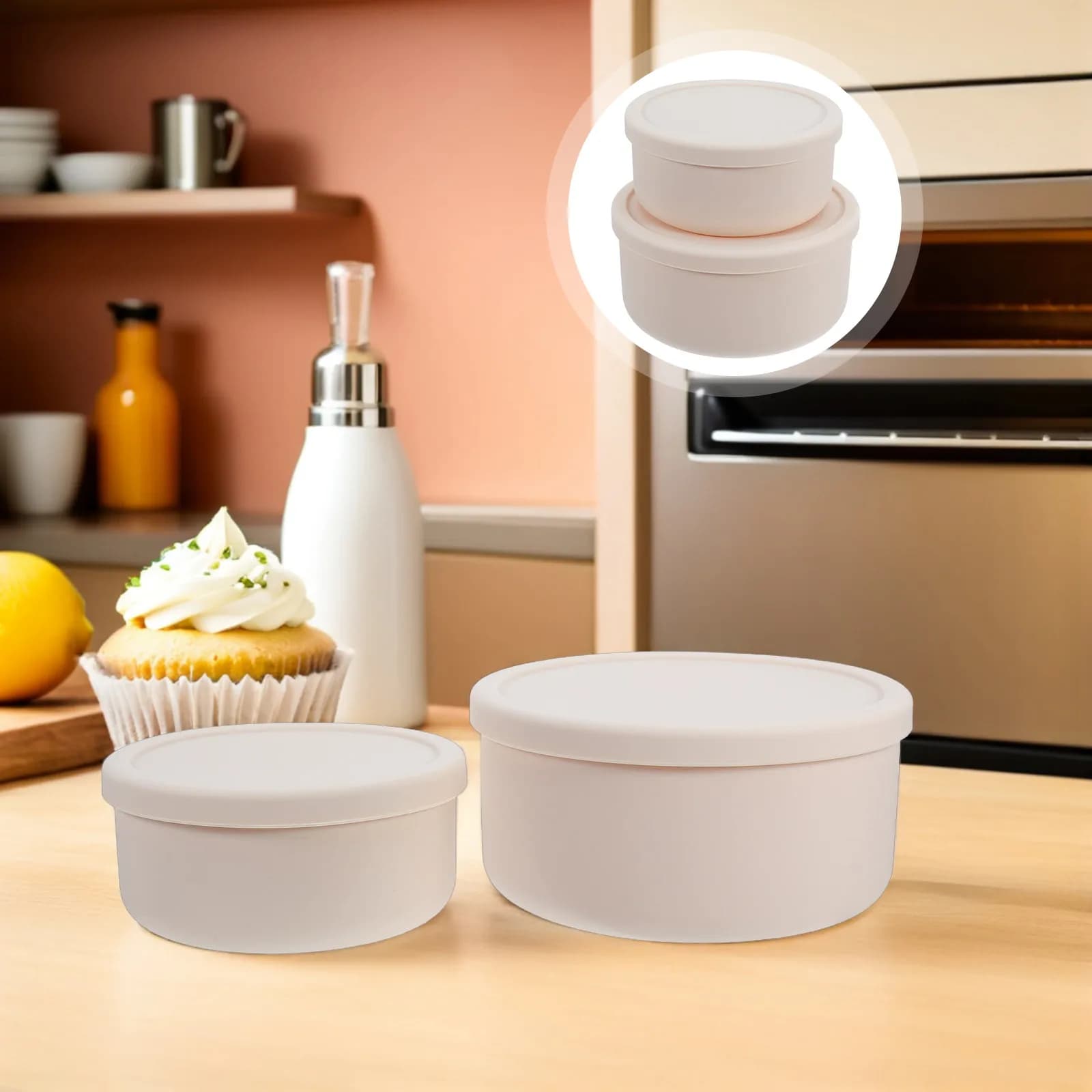 2Pcs Silicone Pizza Dough Proofing Containers Stackable Airtight Lidded Fermentation Box Space Saving for Bread Dough Proofing