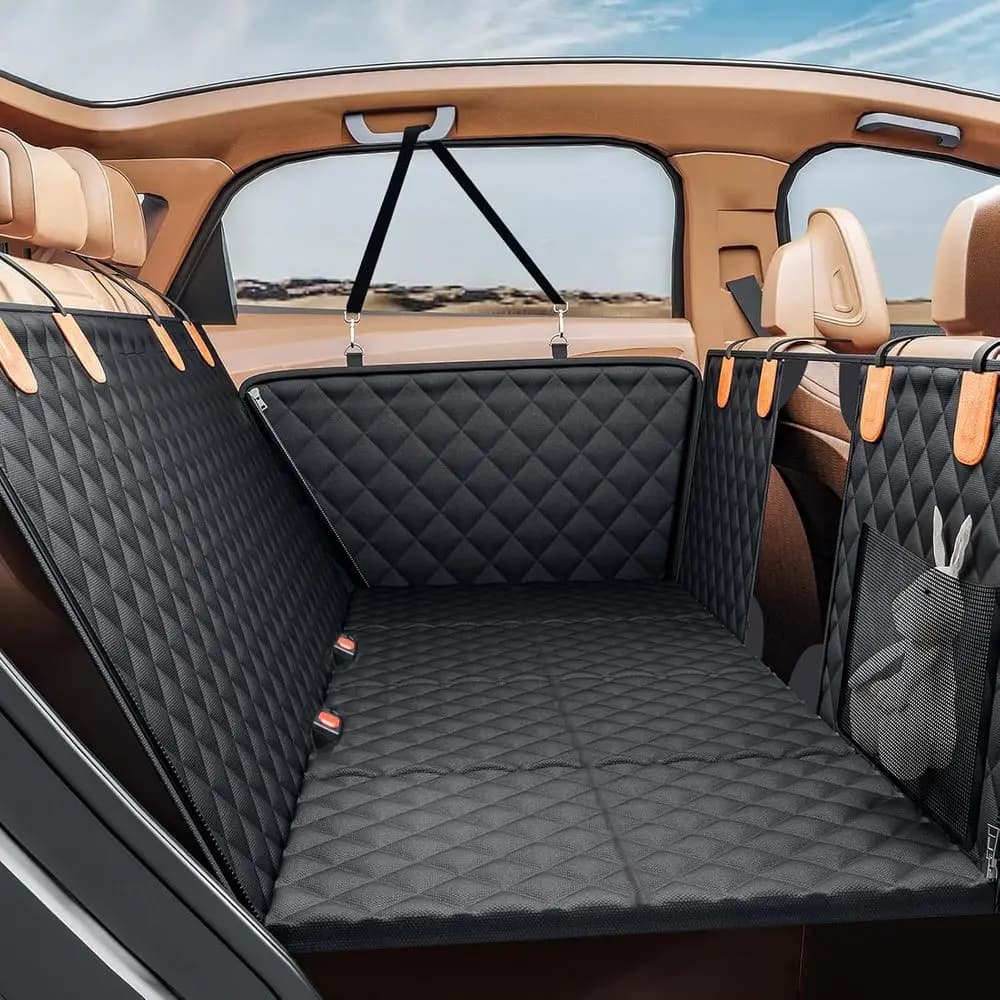 Back Seat Extensor for Dogs, Lower Cover Resistant, Support 400 pounds, Network Window, Waterproof Amaca for Domestic Cars, SUVs and Trucks